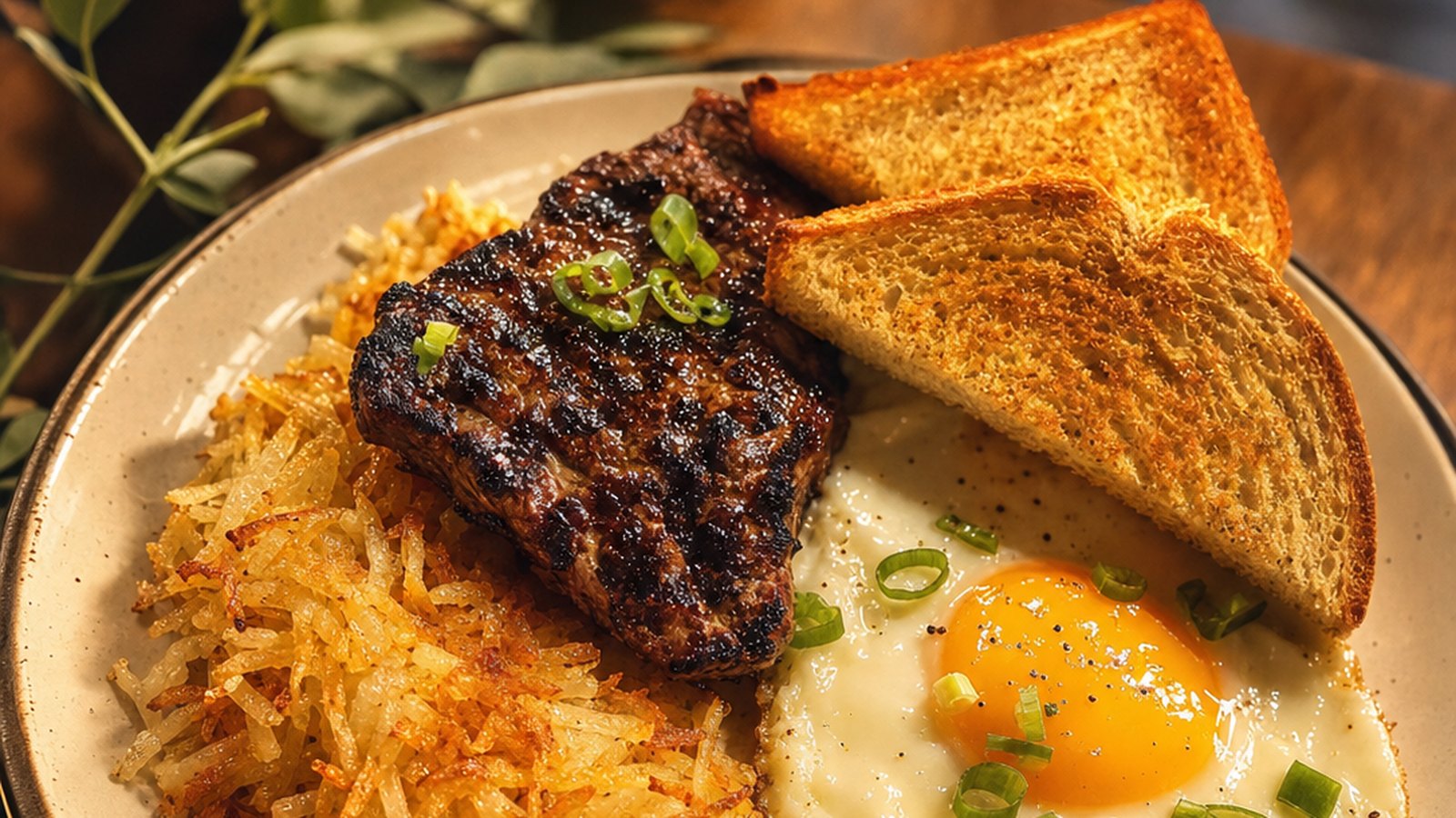 Steak and eggs breakfast at Nad Tatrami in Monee, Illinois